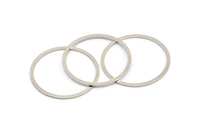 40mm Circle Connector, 6 Silver Tone Brass Circle Connectors (40x2x1mm) BS 1326