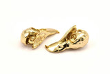 Tiny Bird Skull, 2 Gold Plated Brass Bird Skull Pendant, (24x11.5x9.5mm) N0489 Q0127