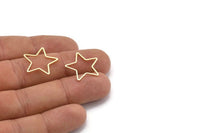 Gold Star Charm, 12 Gold Plated Brass Open Star Charms (21x0.8mm) BS 1077