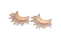 Ay ve Güneş, 1 Gül Altın Kaplama Pirinç Hilal ve Yarı Güneş Etnik Kolye, 2 Halka, Bulgular, Tılsımlar (49x35x1mm) U122 Q0489