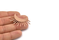 Ay ve Güneş, 1 Gül Altın Kaplama Pirinç Hilal ve Yarı Güneş Etnik Kolye, 2 Halka, Bulgular, Tılsımlar (49x35x1mm) U122 Q0489
