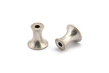 Silver Industrial Finding, 8 Antique Silver Plated Brass Industrial Spacer Beads, Findings (10x7mm) D1249