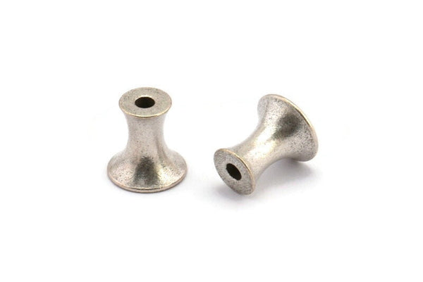 Silver Industrial Finding, 8 Antique Silver Plated Brass Industrial Spacer Beads, Findings (10x7mm) D1249
