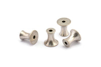 Silver Industrial Finding, 8 Antique Silver Plated Brass Industrial Spacer Beads, Findings (10x7mm) D1249