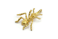 Brass Ant Pendant, 4 Raw Brass Ant Pendants With 1 Hole, Animal Jewelry (27x22.5x5mm) U135