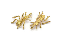 Brass Ant Pendant, 4 Raw Brass Ant Pendants With 1 Hole, Animal Jewelry (27x22.5x5mm) U135