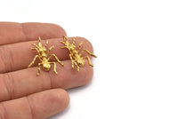 Brass Ant Pendant, 4 Raw Brass Ant Pendants With 1 Hole, Animal Jewelry (27x22.5x5mm) U135