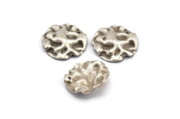 Silver Wavy Disc, 10 Antique Silver Plated Brass Wavy Disc Charms With 1 Hole, Earrings, Findings (19x18x0.60mm) D0727