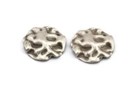 Silver Wavy Disc, 10 Antique Silver Plated Brass Wavy Disc Charms With 1 Hole, Earrings, Findings (19x18x0.60mm) D0727