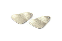 Silver Triangle Charm, 12 Antique Silver Plated Brass Wavy Triangle Charms With 1 Hole, Earrings, Findings (20x13x1mm) D0686