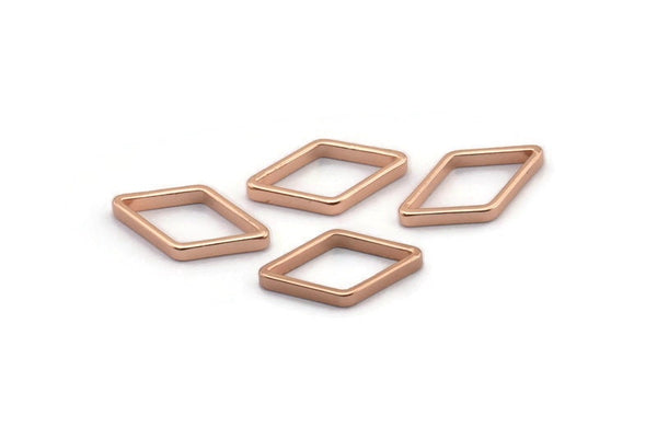 Rose Gold Diamond Charm, 10 Rose Gold Plated Brass Wide Cut Open Diamond Ring Charms (9x17x0.8x2mm) D0138
