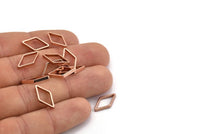 Rose Gold Diamond Charm, 10 Rose Gold Plated Brass Wide Cut Open Diamond Ring Charms (9x17x0.8x2mm) D0138