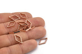 Rose Gold Diamond Charm, 10 Rose Gold Plated Brass Wide Cut Open Diamond Ring Charms (9x17x0.8x2mm) D0138