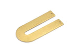 Brass Geometric Charm, 4 Raw Brass U Shaped Pendants With 2 Holes, Charms, Findings (45x22x1mm) D1010