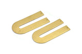 Brass Geometric Charm, 4 Raw Brass U Shaped Pendants With 2 Holes, Charms, Findings (45x22x1mm) D1010