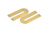 Brass Geometric Charm, 4 Raw Brass U Shaped Pendants With 2 Holes, Charms, Findings (45x22x1mm) D1010