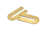 Brass Geometric Charm, 4 Raw Brass U Shaped Pendants With 2 Holes, Charms, Findings (45x22x1mm) D1010