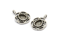 Gümüş Çiçek Tılsımı, 1 Halkalı 4 Antik Gümüş Kaplamalı Pirinç Çiçek Tılsımı - Ped Boyutu 6x8mm (15mm) N2064 H1475