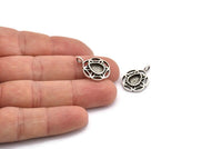 Gümüş Çiçek Tılsımı, 1 Halkalı 4 Antik Gümüş Kaplamalı Pirinç Çiçek Tılsımı - Ped Boyutu 6x8mm (15mm) N2064 H1475