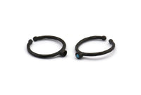 Black Ring Settings, 4 Oxidized Black Brass Round Ring With 1 Stone Setting - Pad Size 2mm N1759 H0901