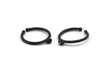 Black Ring Settings, 4 Oxidized Black Brass Round Ring With 1 Stone Setting - Pad Size 2mm N1759 H0901