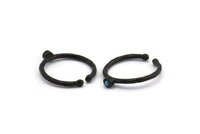 Black Ring Settings, 4 Oxidized Black Brass Round Ring With 1 Stone Setting - Pad Size 2mm N1759 H0901