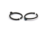 Black Ring Settings, 4 Oxidized Black Brass Round Ring With 1 Stone Setting - Pad Size 2mm N1759 H0901