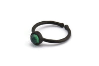 Black Ring Settings, 4 Oxidized Black Brass Round Ring With 1 Stone Setting - Pad Size 5mm N1762
