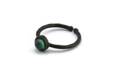 Black Ring Settings, 4 Oxidized Black Brass Round Ring With 1 Stone Setting - Pad Size 5mm N1762