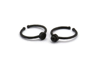 Black Ring Settings, 4 Oxidized Black Brass Round Ring With 1 Stone Setting - Pad Size 4mm N1761 H1072