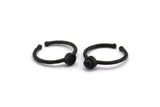 Black Ring Settings, 4 Oxidized Black Brass Round Ring With 1 Stone Setting - Pad Size 4mm N1761 H1072