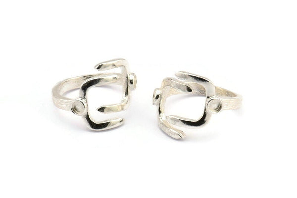 Silver Ring Setting, 925 Silver Adjustable Rings With 1 Stone Settings - Pad Size 3mm N1499