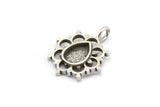 Gümüş Çiçek Tılsımı, 1 Halkalı 4 Antik Gümüş Kaplamalı Pirinç Çiçek Tılsımı - Ped Boyutu 6x8mm (21x17mm) N2077 H1474