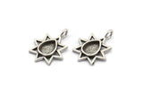 Silver Star Charm, 4 Antique Silver Plated Brass Star Charms With 1 Loop - Pad Size 6x8mm (21x17mm) N2069 H1470