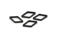 Black Diamond Charm, 25 Oxidized Brass Black Wide Cut Open Diamond Ring Charms (9x17x0.8x2mm) D0138