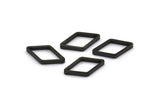 Black Diamond Charm, 25 Oxidized Brass Black Wide Cut Open Diamond Ring Charms (9x17x0.8x2mm) D0138