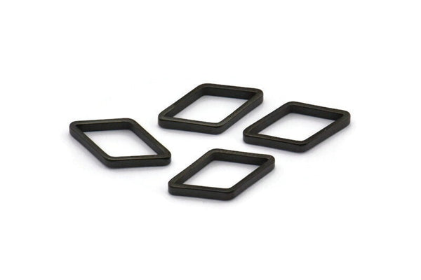Black Diamond Charm, 25 Oxidized Brass Black Wide Cut Open Diamond Ring Charms (9x17x0.8x2mm) D0138