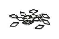 Black Diamond Charm, 25 Oxidized Brass Black Wide Cut Open Diamond Ring Charms (9x17x0.8x2mm) D0138