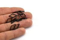 Black Diamond Charm, 25 Oxidized Brass Black Wide Cut Open Diamond Ring Charms (9x17x0.8x2mm) D0138