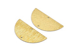 Brass Half Moon, 8 Raw Brass Textured Semi Circle Blanks With 2 Holes, Charms, Earrings, Pendants (36x18x0.60mm) D0665