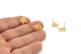 Brass Leaf Earring, 10 Raw Brass Leaf Stud Earrings (12x13x0.60mm) A3025