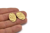 Brass Oval Charm, 12 Hammered Raw Brass Oval Charms With 1 Hole, Pendants, Earrings, Findings (26x17x0.50mm) D1229
