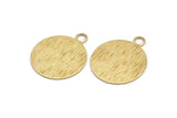 Brass Round Tag, 6 Raw Brass Textured Round Stamping Blanks With 1 Loop, Earrings, Pendants, Findings (30x25x0,80mm) D0705