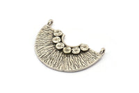 Semi Circle Pendant, 2 Antique Silver Plated Brass Semi Circle  Pendants With 2 Loops (32x22x1mm) BS 1890