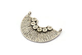 Semi Circle Pendant, 2 Antique Silver Plated Brass Semi Circle  Pendants With 2 Loops (32x22x1mm) BS 1890