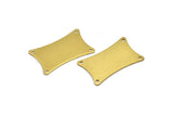 Brass Stamping Blank, 6 Raw Brass Flat Pillow Stamping Blanks with 4 Holes (33x20x0.80mm) D0170