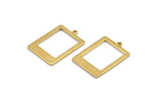 Brass Rectangle Charm, 24 Raw Brass Rectangle Charms With 1 Loop, Earrings, Findings (20x14x0.80mm) D877