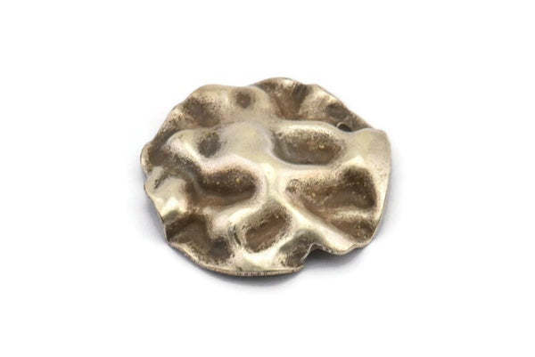 Silver Wavy Disc, 6 Antique Silver Plated Brass Wavy Disc Charms With 1 Hole, Earrings, Pendants, Findings (23x23x0.60mm) D0732 H0860