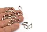Silver Diamond Charm, 24 Antique Silver Plated Brass Wide Cut Open Diamond Ring Charms (9x17x0.8x2mm) D0138