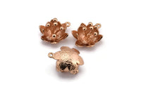 Rose Gold Flower Pendant, 1 Rose Gold Plated Brass Lotus Flower Pendant With 1 Loop, Earring Findings (22.5x17x13mm) BS 1909 Q0405